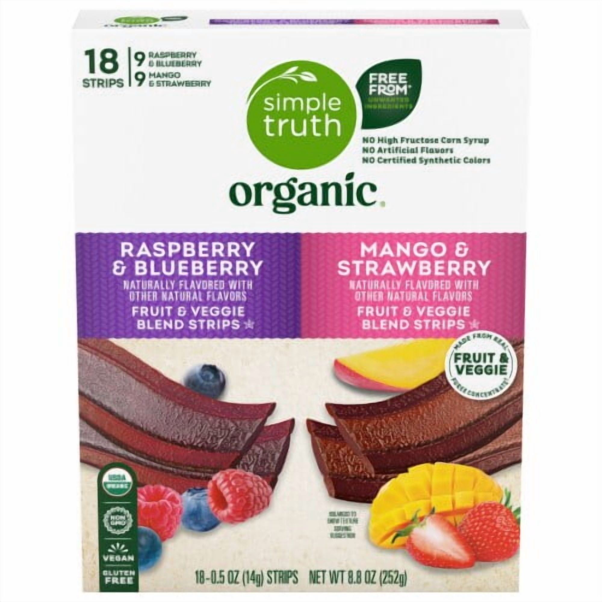 2X - Simple Truth Organic Fruit Strip Variety Pack-18 ct