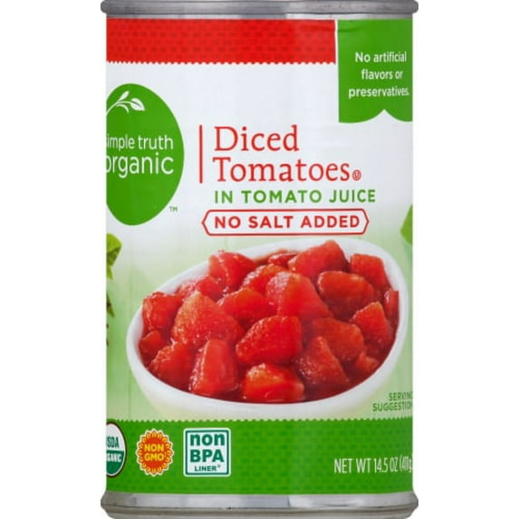 2X-Simple Truth Organic No Salt Added Diced Tomatoes In Tomato Juice - 14.5 oz