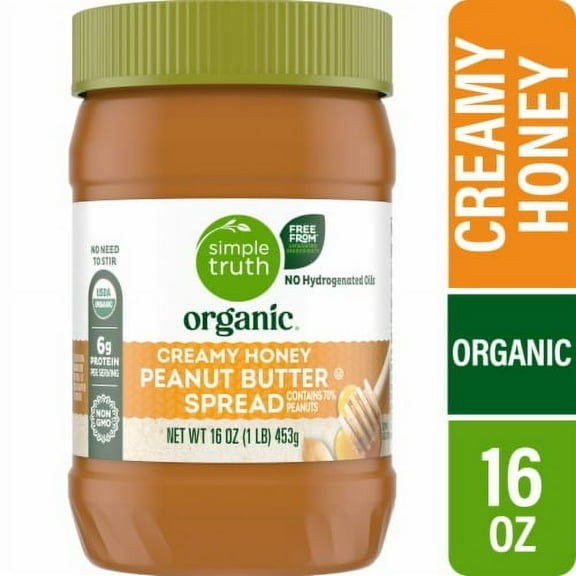 2X-Simple Truth Organic No Stir Creamy Honey Peanut Butter Spread - 16 oz