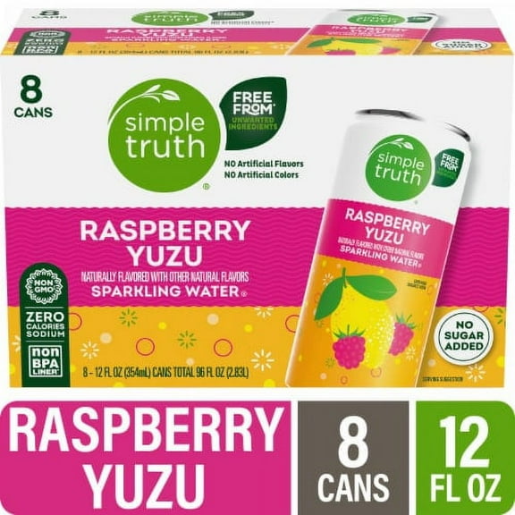 2X - Simple Truth Raspberry Yuzu Sparkling Seltzer Water Cans