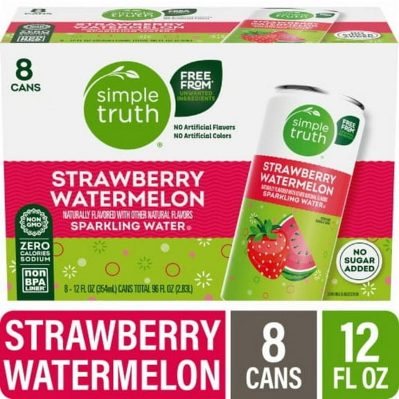 2X - Simple Truth Strawberry Watermelon Sparkling Seltzer Water Cans