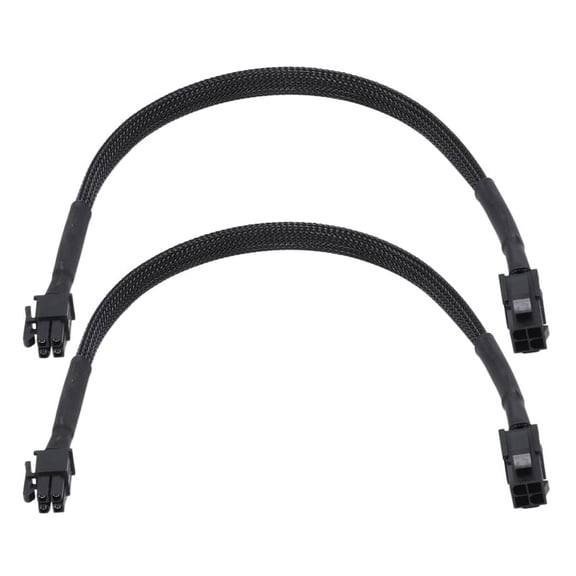 2X Sleeved ATX 4 Pin P4 Male to ATX P4 Female CPU Power Extension Cable Black