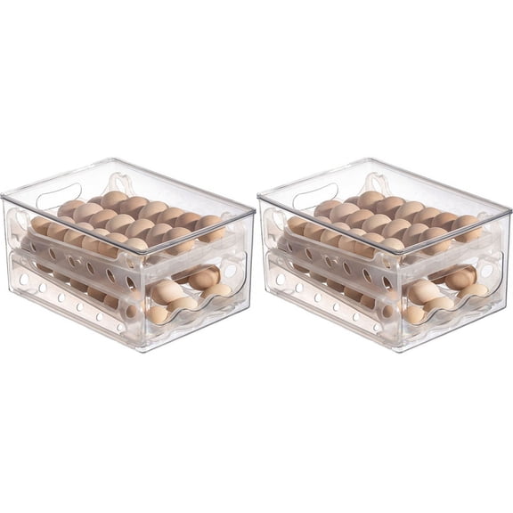2X Slide Eggs Storage Box Egg Holder Container Refrigerator Drawer Stackable Food Eggs Box Kitchen Fridge Organizer