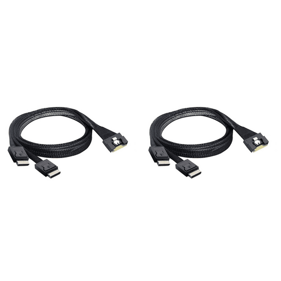 2X Slim Sas SFF-8654 8i to Oculink SFF-8611 4i X 2 Server High-Speed Cable for Server PCI-Express Riser Card,2 x Server data cable,Random Color