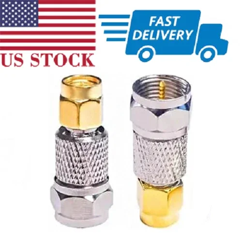 2X Sma Male Jack To F Type Male Plug Rf Coaxial Adapter Sma To F Connector Tv