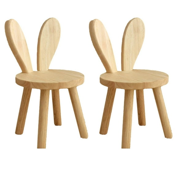 2X Small Board Stool, Cute Ears Solid Wood Small Stool, Decorative Stool Children Chair