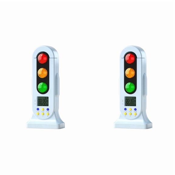 2X Smart Traffic Light Visual Timer Audio Digital LCD Display for Kids Classroom Kitchen Game Countdown Timer