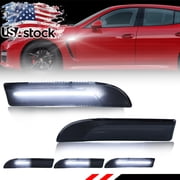 2X Smoked Lens Front Corner Side Marker Light Turn Signal Light Fender Light Reflector Light W/ White LED For 2009 2010 2011 2012 2013 2014 2015 2016 Porsche Panamera 970 Chassis G1Before facelift