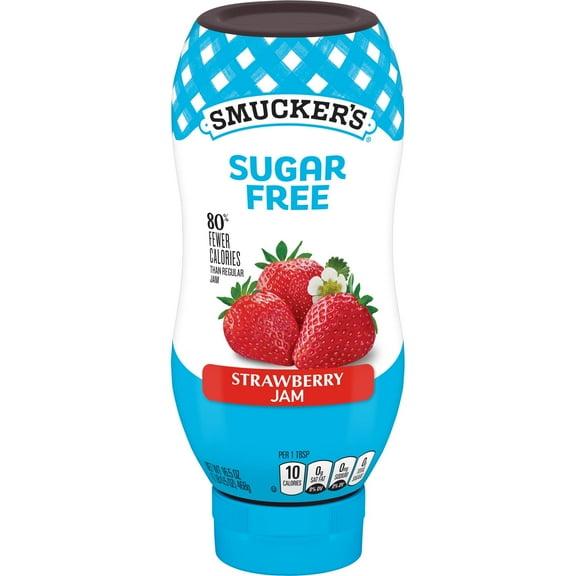 2X - SmuckerS Sugar Free Strawberry Squeezable Jam, 16.5 Ounce