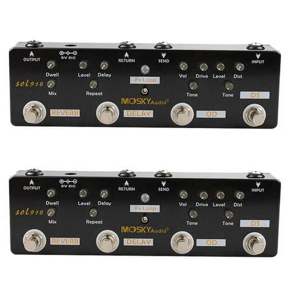 2X Sol918 5-In-1 Guitar Multi-Effect Pedal Distortion Delay Reverb Effect Pedal FX Loop Metal Shell