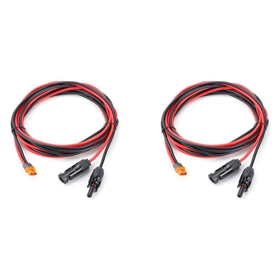 2X Solar Charge Cable XT60I-F Adapter 12AWG Cable Connector Extension Wire for Solar Panel Generator Power Battery B,2Pack x XT60 adapter to solar connector extension cable.,Photo Color