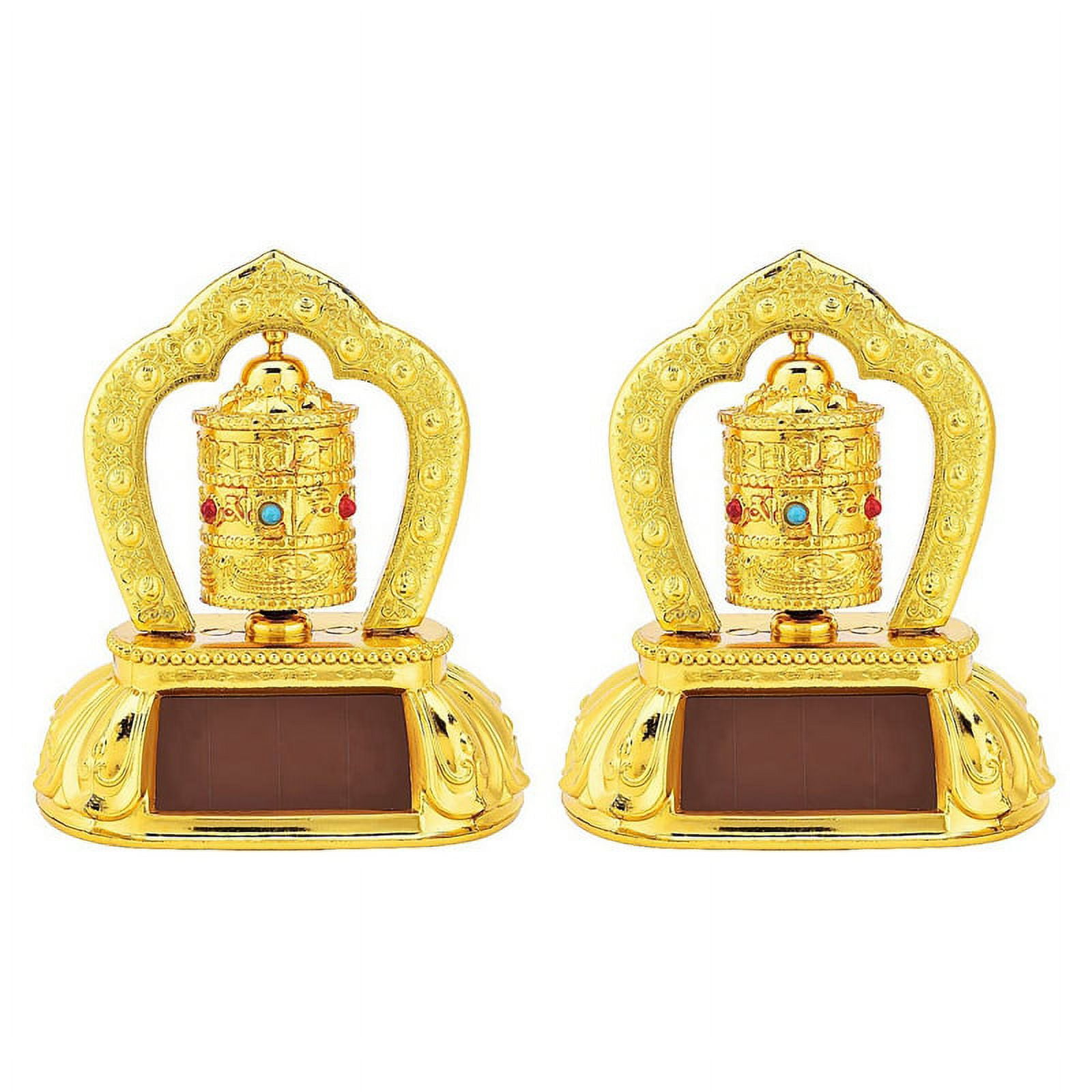 2X Solar Energy Prayer Wheel, Car Spinning Prayer Wheel Solar Tibetan