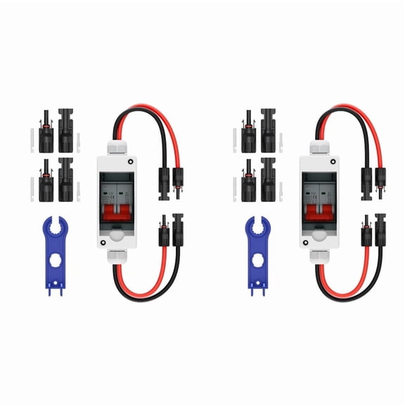 2X Solar Panel Disconnect Switch, 32A DC 1000V Breaker Box PV Disconnect Switch with IP65 Waterproof Box