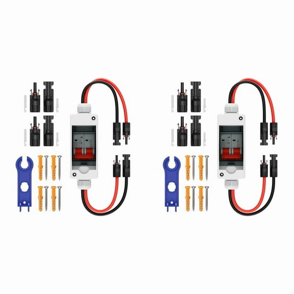 2X Solar Panel Disconnect Switch, CGELE32A DC 500V Breaker Box PV Disconnect Switch with IP65 Waterproof Box