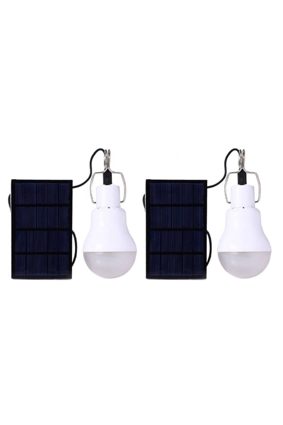 2X Solar Panel Powered LED Bulb Light Portable Outdoor Camping Tent Energy Lamp 15W