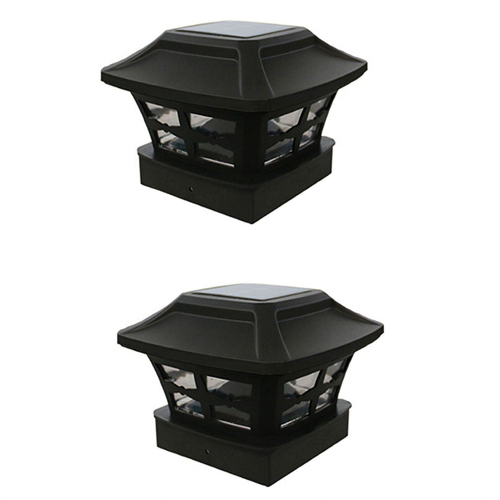 2X Solar Post Cap Lights Outdoor Post Solar Lights LED Bulb Fence Post Lights for Inch Wooden Posts Warm White