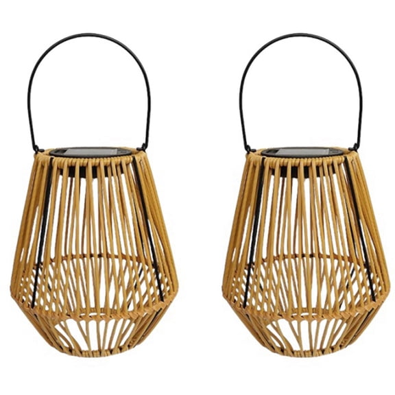 2X Solar Rattan Garden Lights Outdoor Camping Home Courtyard Garden Pavilion Restaurant Led Garden Lights