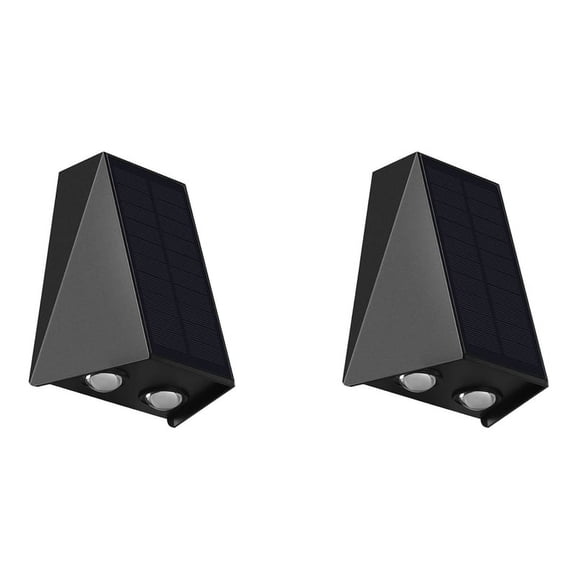 2X Solar Wall Light Outdoor Up-Down Lighting LED Lamp Solar Wall Washing Lights for Courtyard Garden 3 Light,2 x Solar Wall Light (High allocation),Black