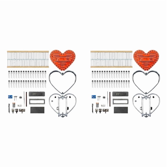 2X Soldering Practice Kit, Heart Shaped LED Light Soldering Project RGB LED DIY Electronic Kit