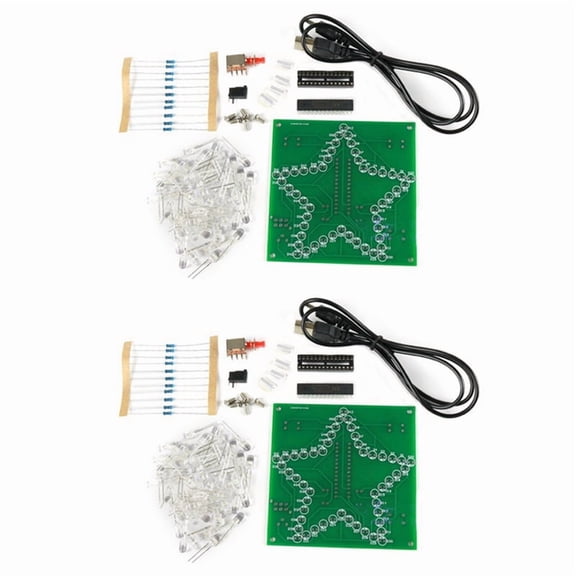 2X Soldering Suite Colorful Five-Pointed Star LED Flashing Marquee Light Circuit Board Kit,Without Shell