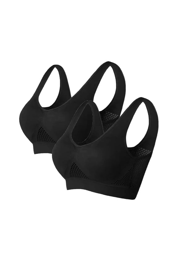 2X Sports Bras for Women 2 Pack Plus Size S-6XL Wireless Push Up Bralettes Stretchy Pullover Breathable Support Athletic Yoga Underwear Bra Clearance