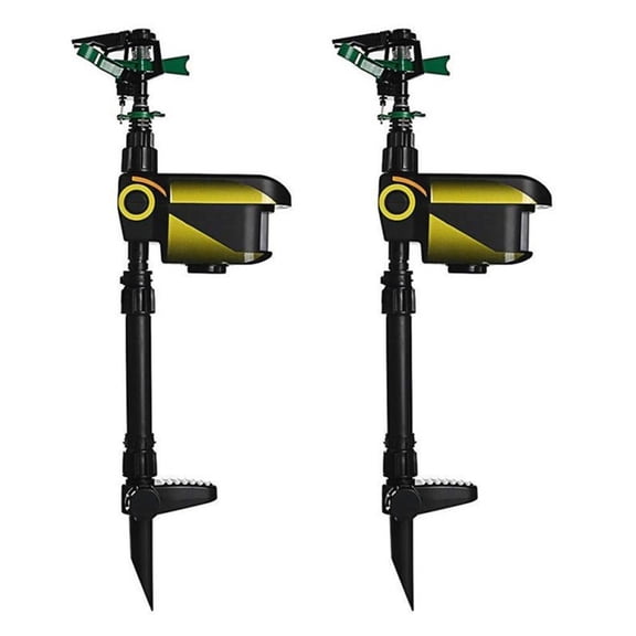 2X Sprinkler Automatic Rotating Large Area Solar Motion Activated Animal Repellent Garden Deterrent