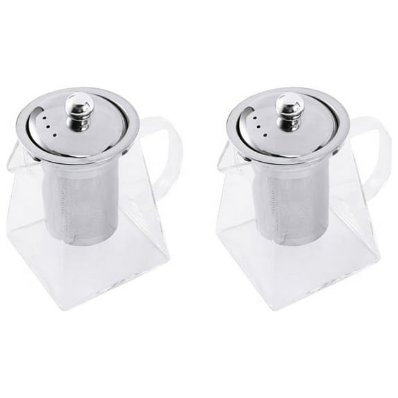2X Square Glass Teapot with Infuser, 550 Ml Borosilicate Tea Pot with Strainer, Clear Leaf Tea Pots for Loose Tea