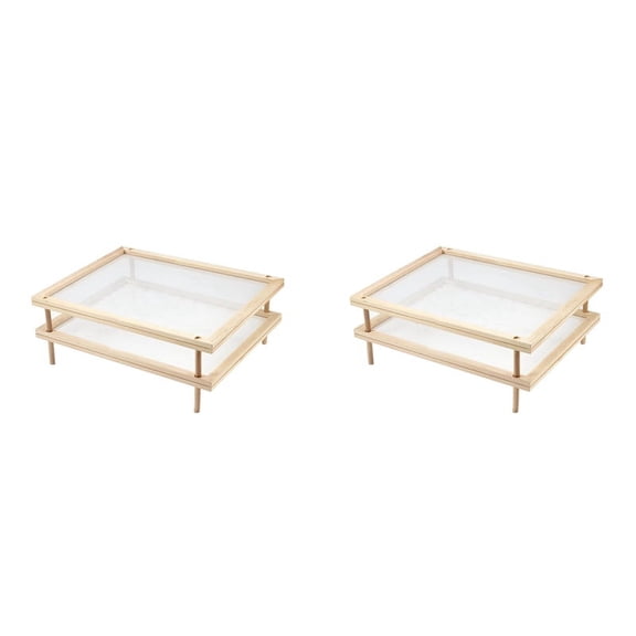 2X Stackable Food Dryer with Net Wooden Pasta Herb Drying Racks Multipurpose 2-Tier Food-Dryer Holder