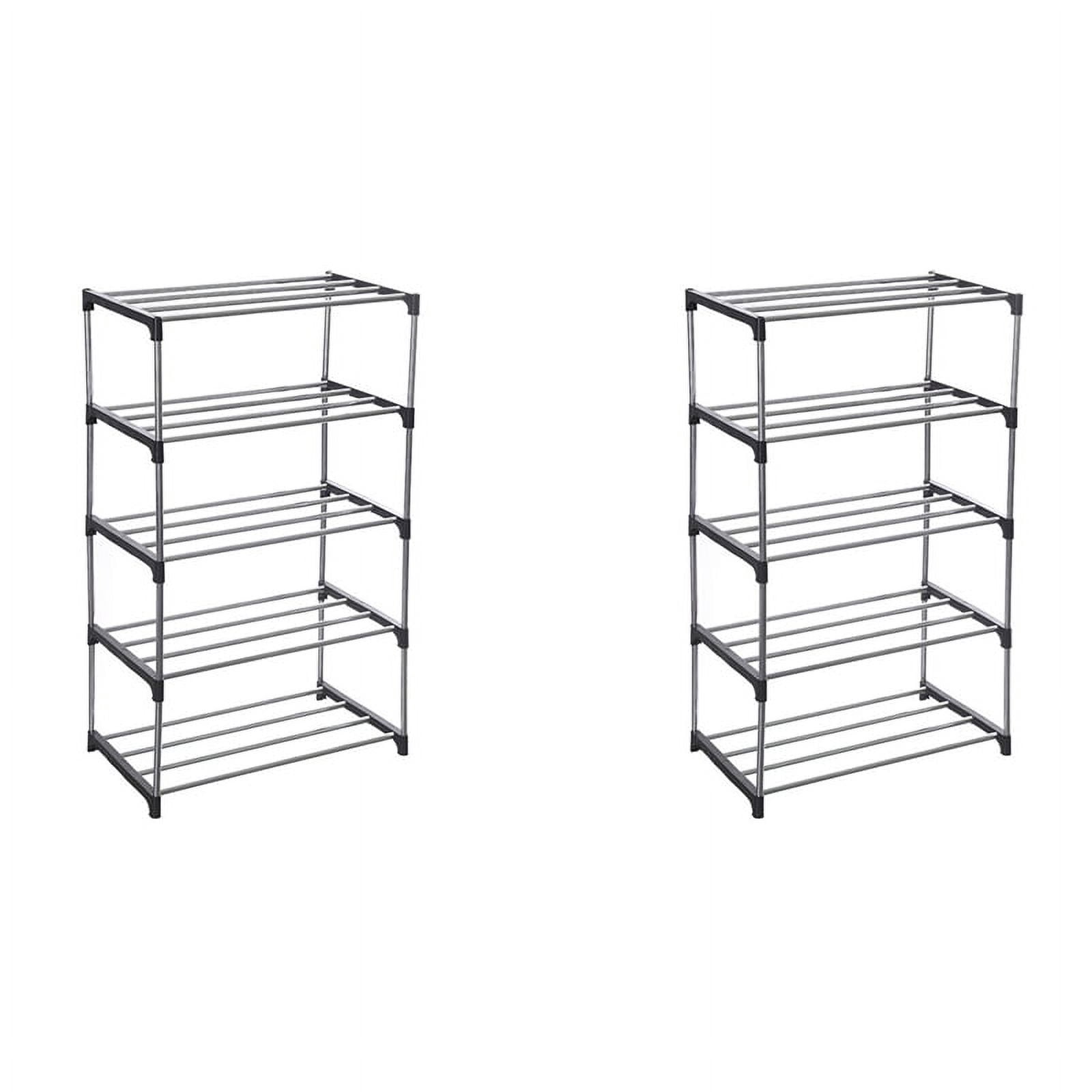 Stackable Compact Shoe Rack 2X Stackable Small Shoe Rack, Entryway, Hallway and Closet Space Saving ...