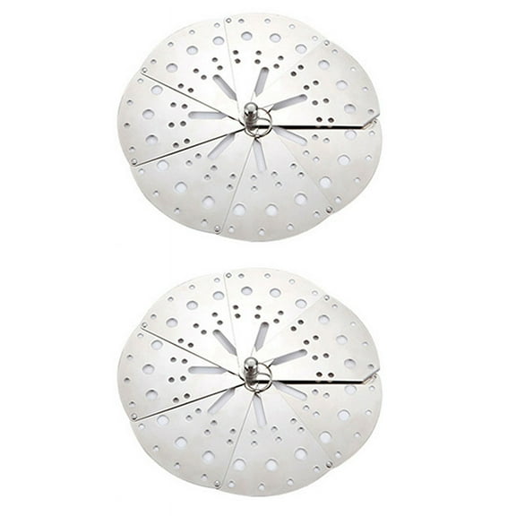 2X Stainless Adjustable Drop Lid Simmering Food Pot Cover Anti-Overflow Prevention Cover Steaming Rack