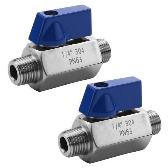 2X Stainless Steel Ball Valve - 1/4 Inch NPT Thread Male Small Mini Ball Valve (1/4Inch Male&Male)