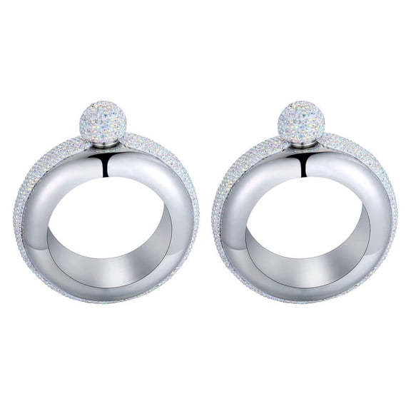 2X Stainless Steel Bracelet Flasks Portable Wine Whisky Hip Flask Flagon Drinking Bottle Kitchen Wine Container,Silver