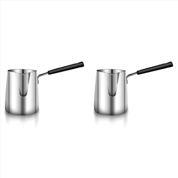 New Arrivals 2X Stainless Steel Butter and Coffee Warmer,Turkish Pot,Mini Melting Pot Milk with Spout -(350ML)