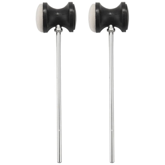 2X Stainless Steel & Felt Shaft Black Drum Pedal Bass Drum Beater ...