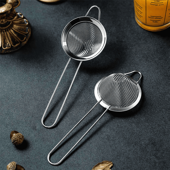 2X Stainless Steel Small Strainer Fine Mesh Strainer, Mini Cocktail Strainer for Cocktails Tea Herbs Coffee & Drinks
