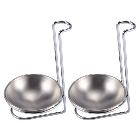 2X Stainless Steel Spoon Rest Holder,Long Handle Vertical Saving Soup Ladles Holders Ladle Rest Soup Ladle Holder