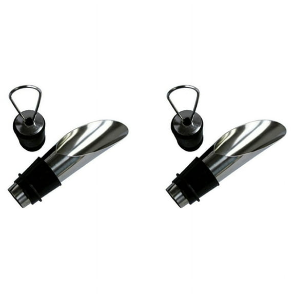 2X Stainless Steel Wine Stopper Pourer Metal Wine Pouring Drain Bar Home Wine Set Wine Stopper Champagne Stopper