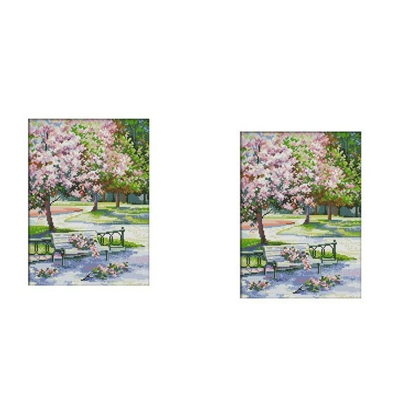 2X Stamped Kits 14CT Printed Embroidery Cloth Needlepoint Kits Easy Patterns for Beginners 10.63x12.99 Inch