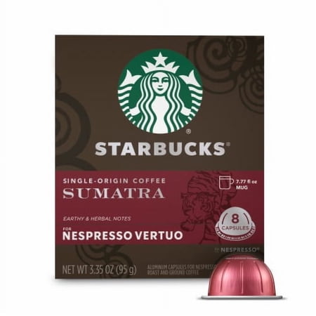 2X-Starbucks Coffee Capsules for Nespresso Vertuo Machines Single-Origin Sumatra Dark Roast - 8 ct