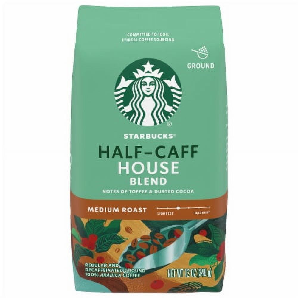 2X-Starbucks Half-Caff House Blend Medium Roast Ground Coffee - 12 oz