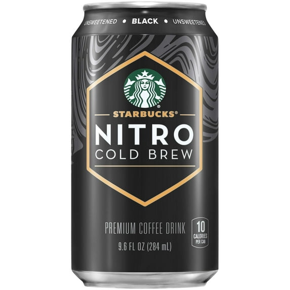 2X - Starbucks Nitro Cold Brew Coffee, Black Unsweetened, 9.6Oz Can