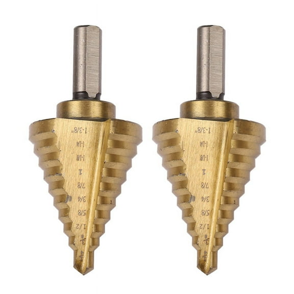 2X Step Drill Cone Drill Bits, High Speed Steel 10 Steps 1/4 to 1-3/8 Inch