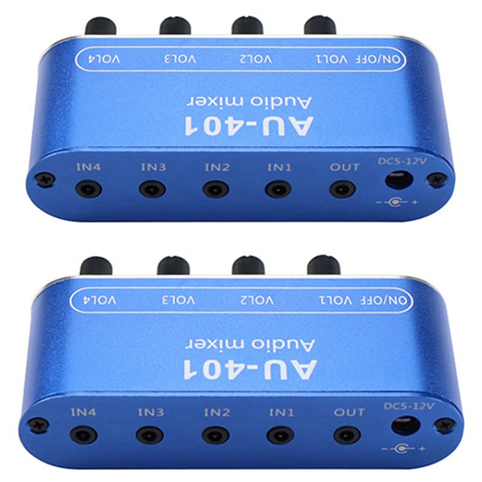 2X Stereo Mixer (4 Input ,1 Output ) Individually Controls Board DIY Headphones Amplifier Case DC12V,2 x stereo audio mixing board,blue