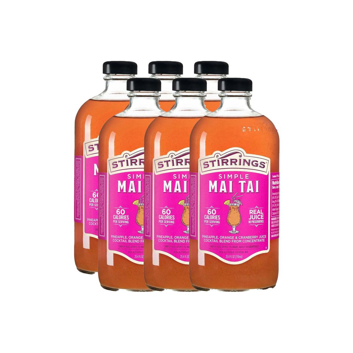2X Stirrings 6 Pack Simple Mai Tai Cocktail Mix 750ml Bottles Real