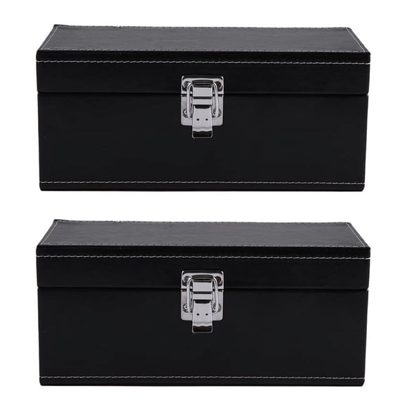2X Storage Box Coin Slab Jewelry PU Compound Plywood Style Bundle Coins Display Box Case for Home Organization,2 X Coin Holder(Slab with coin not included),black