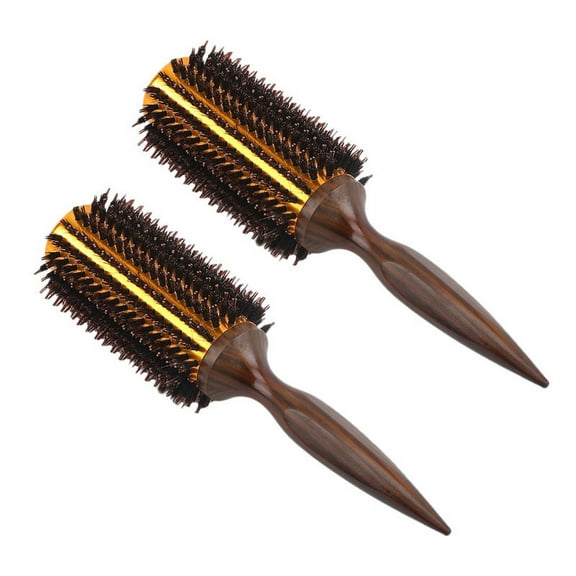 2X Straight Twill Hair Comb Natural Boar Bristle Rolling Brush Round Blowing Curling
