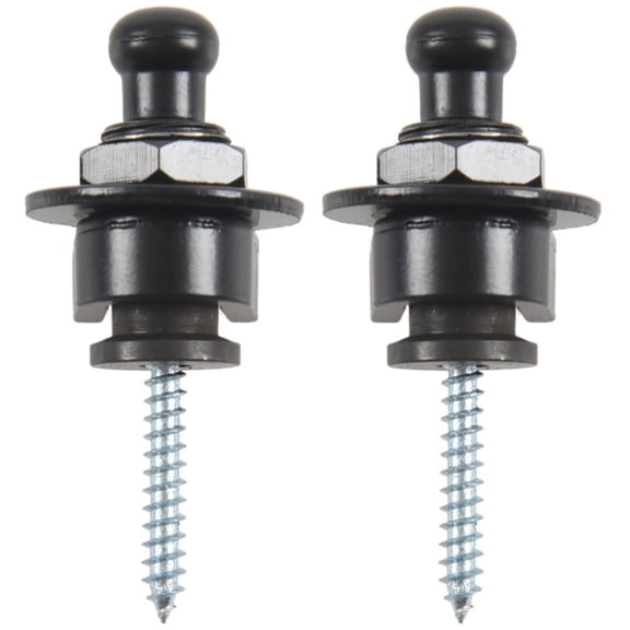 2X Strap Lock Straplocks Round for Electric Guitar Bass Black