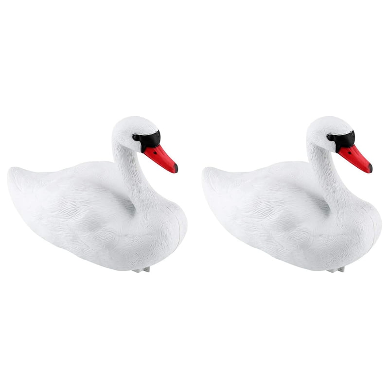 2X Swan Decoys, Floating Plastic Swan, White Statue Decoration Pet