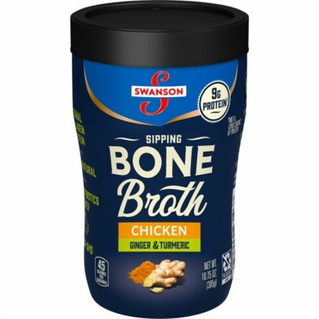 Pack of 2 - Swanson Sipping Chicken Bone Broth with Ginger & Turmeric 10.75 oz