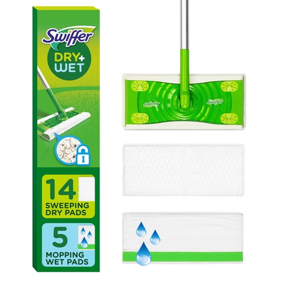 2X - Swiffer Sweeper Dry and Wet Multi Surface Floor Cleaner Sweeping and Mopping Starter Kit